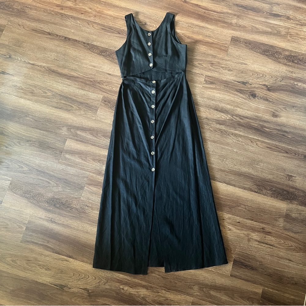 IGWT Cutout Button Front Maxi Dress